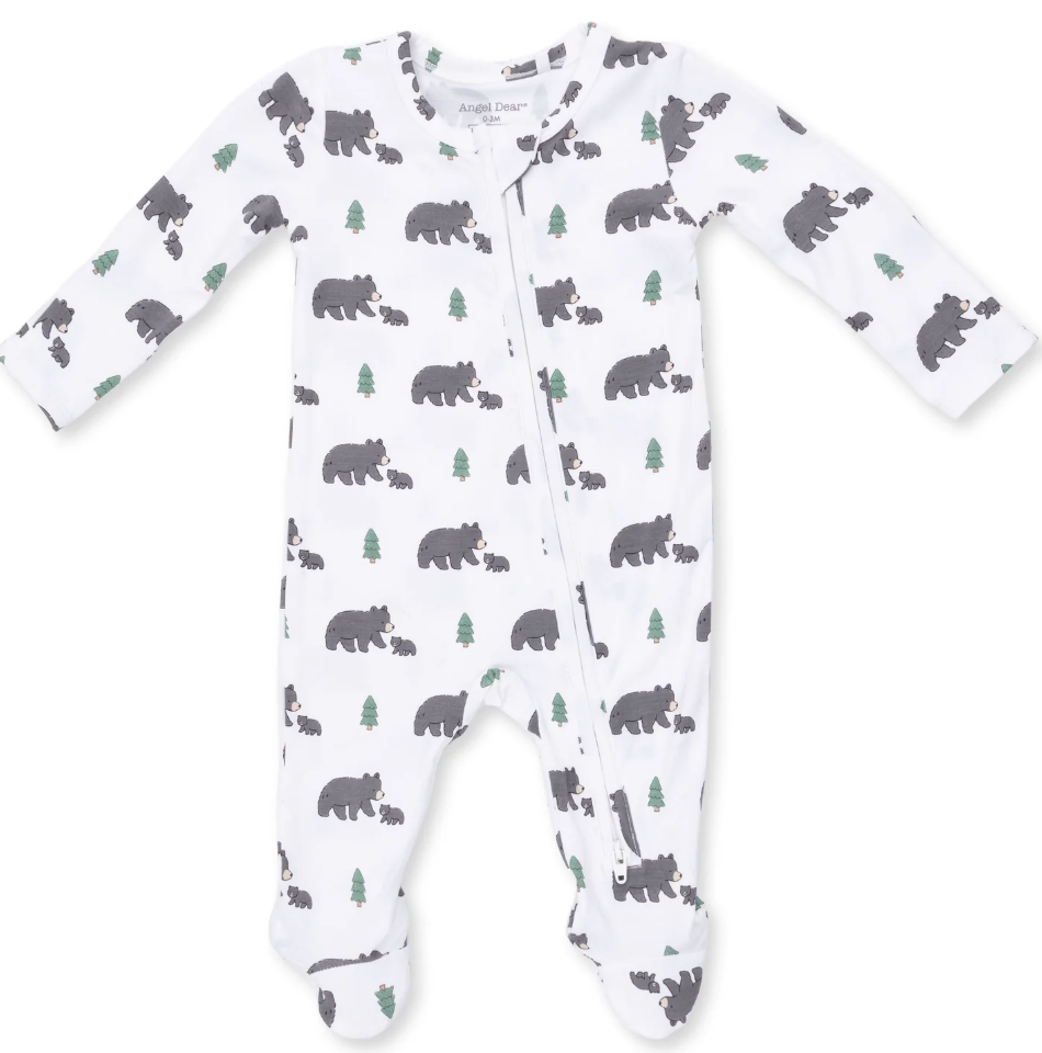 2 Way Zipper Footie-Black Bears