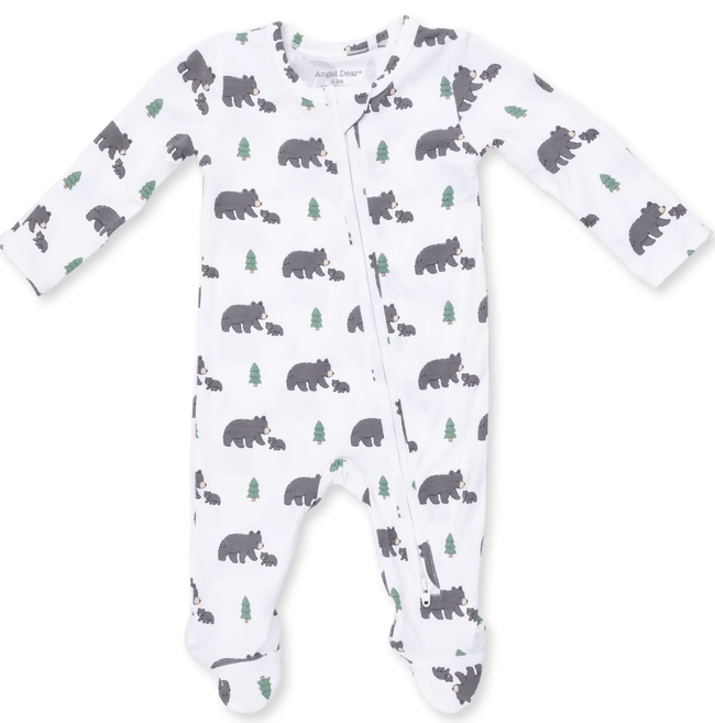 2 Way Zipper Footie-Black Bears