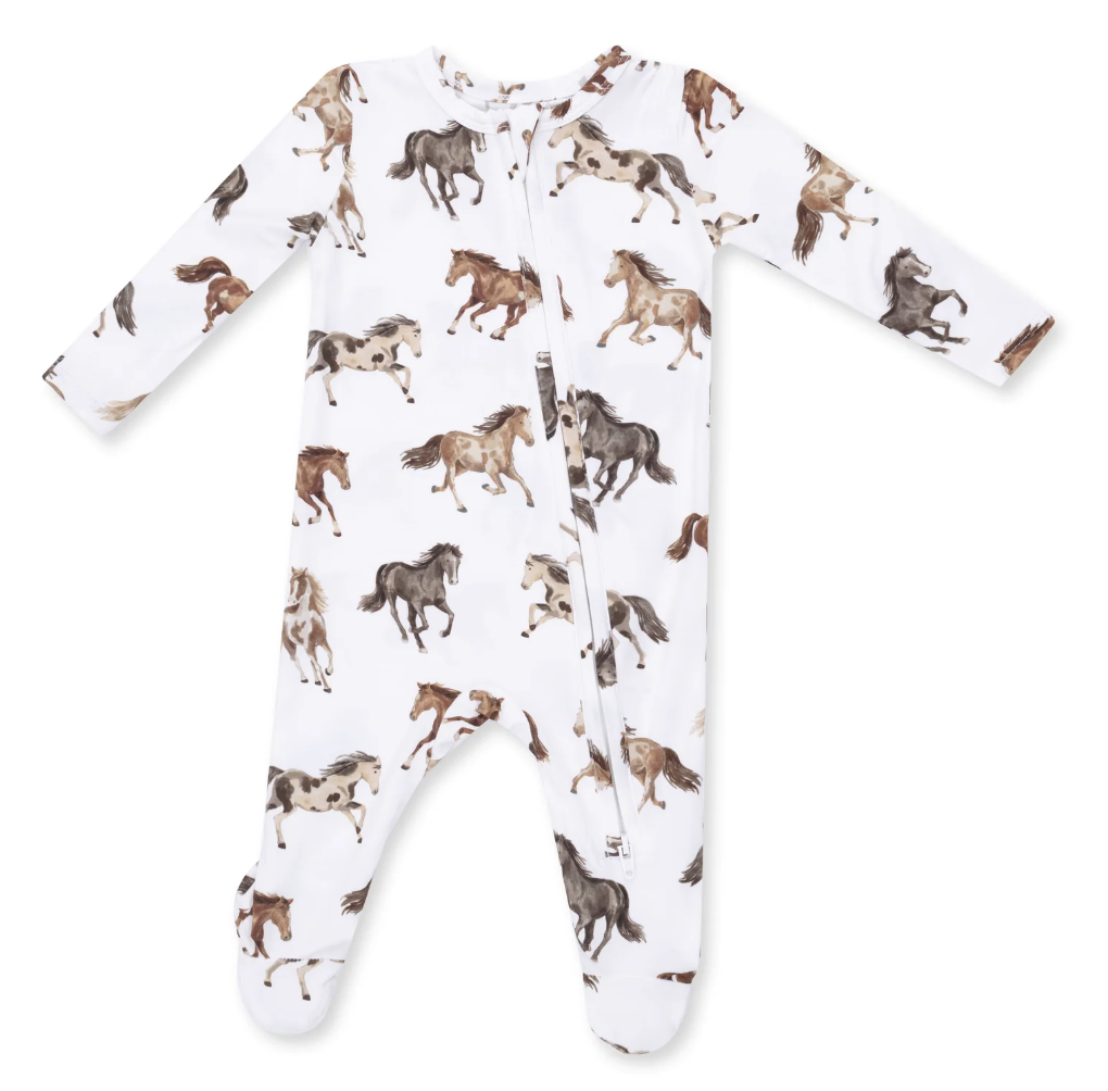 2 Way Zipper Footie-Wild Horses