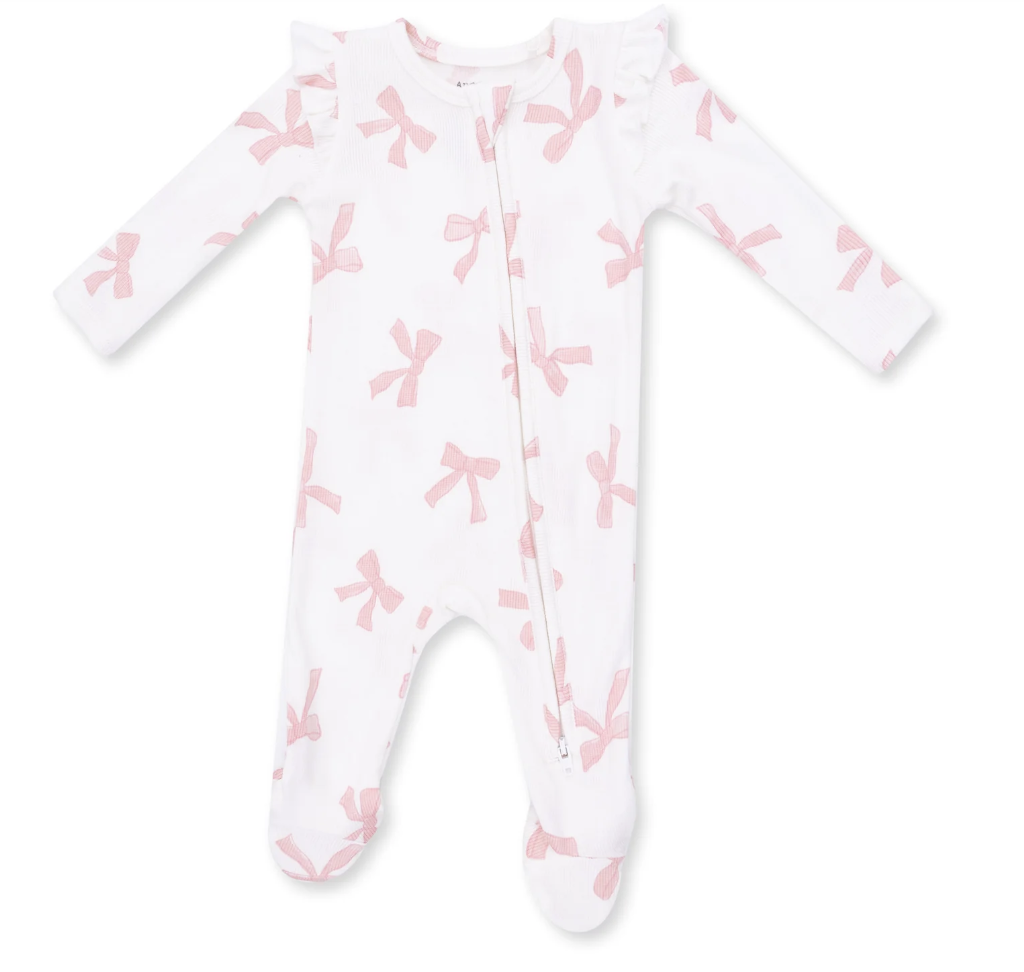 2 Way Ruffle Sleeve Zipper Footie-Pretty Bows