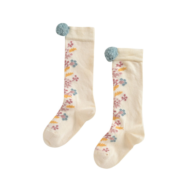 Chelie Pom Pom Knee Socks - Cream