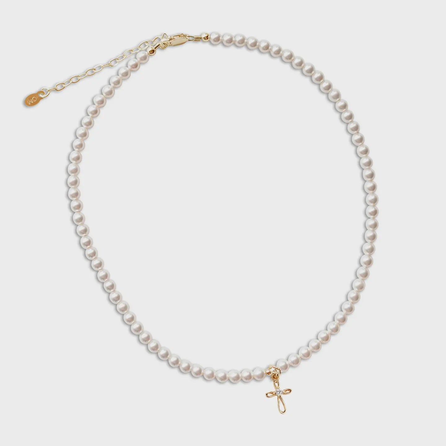 Jayde Pearl & 14K Gold Plated Cross Necklace