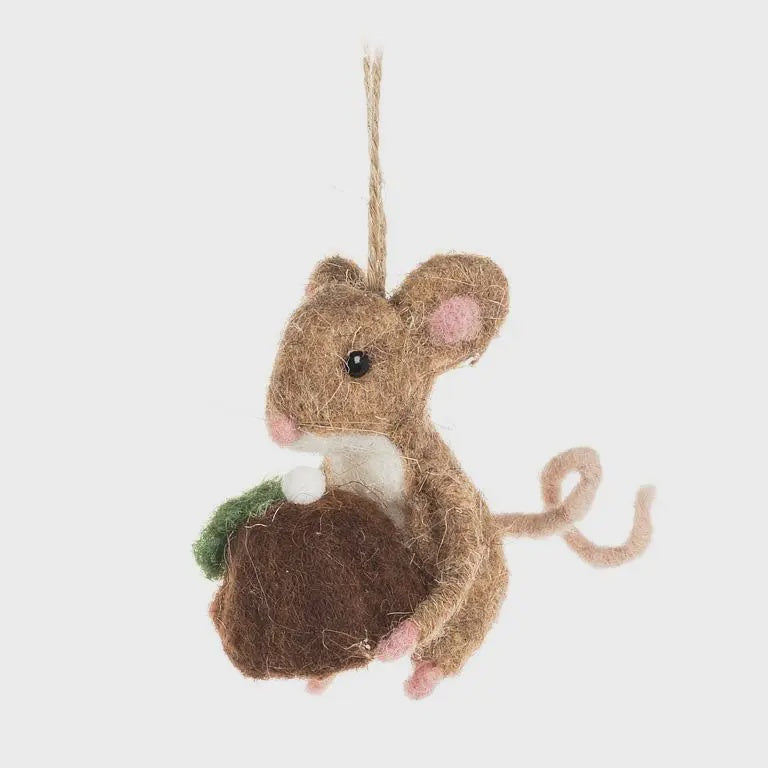 Mouse w/Christmas Pudding Ornament
