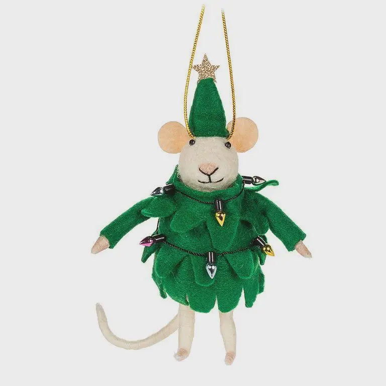 Mouse in Tree Suit Ornament