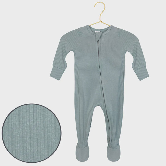 Boy's Ribbed Zipper Footie