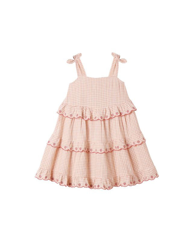 Ruffled Swing Dress- Petal Gingham