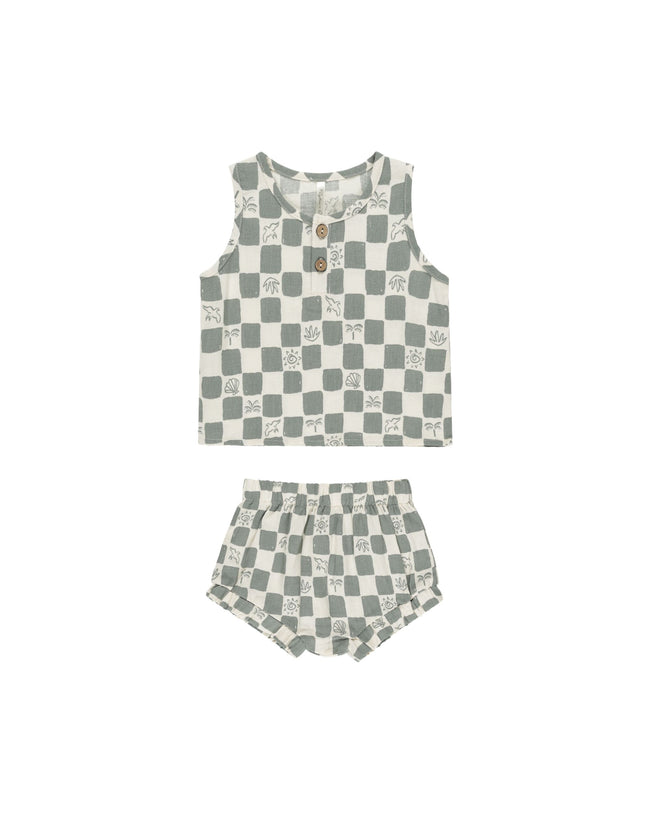 Baby Tank Set - Coastal Check
