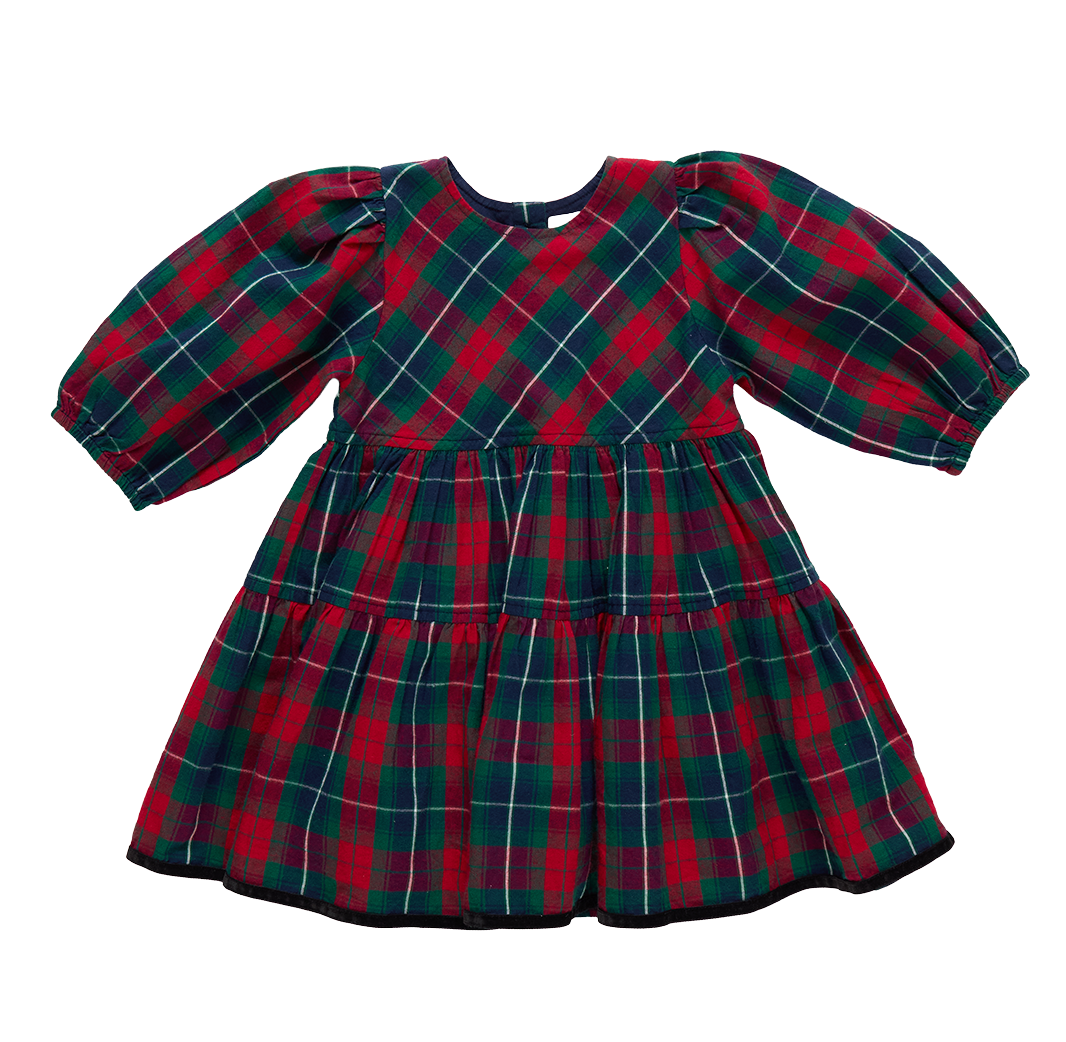 Girls Maribelle Dress - Red Tartan