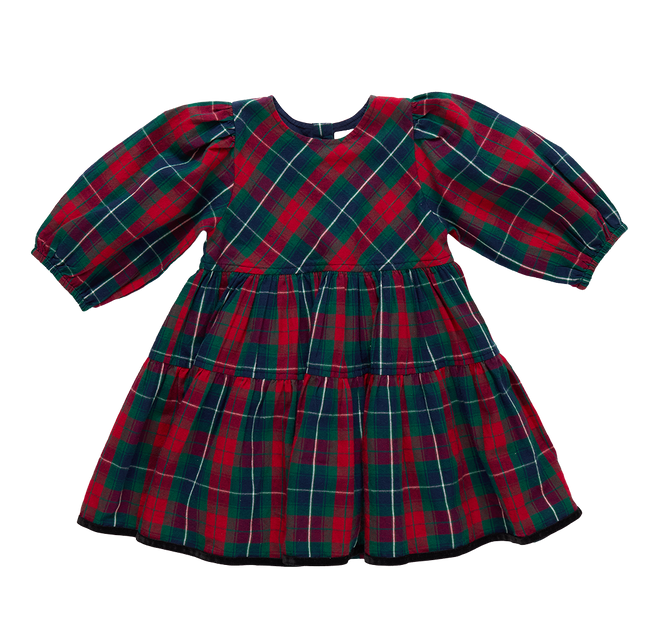 Girls Maribelle Dress - Red Tartan
