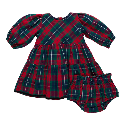 Girls Maribelle Dress - Red Tartan