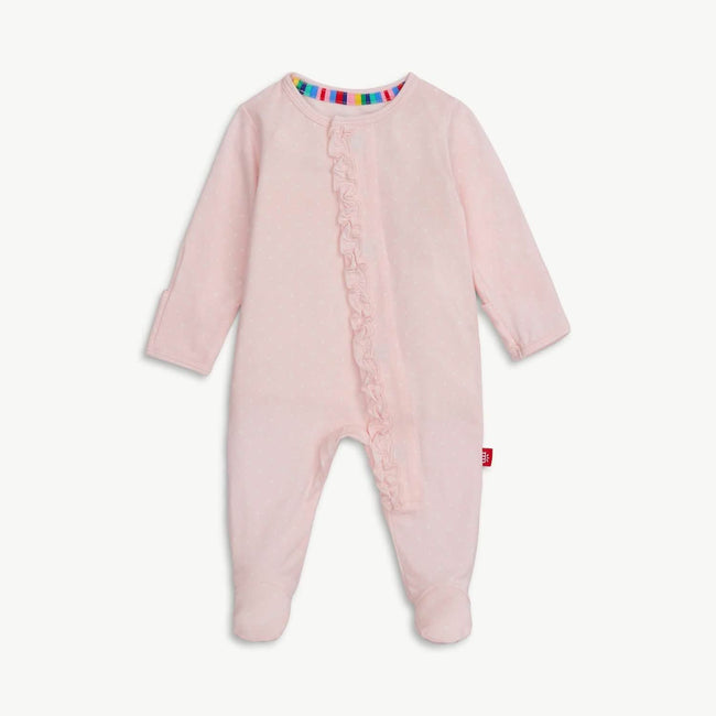 Ruffle Pin Dot Pink Magnetic Footie