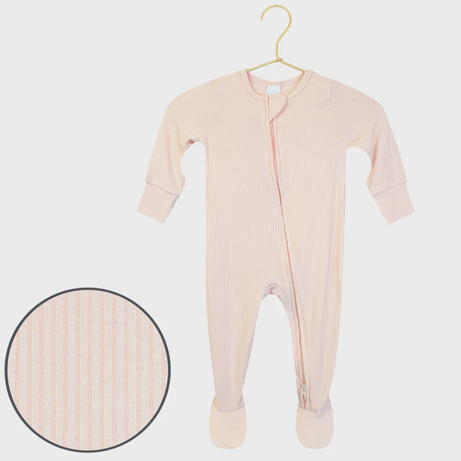 Girl's Ribbed Zipper Footie