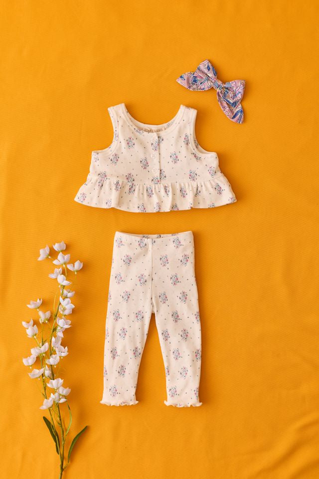 Myrtilla Top & Leggings- Cream Flower