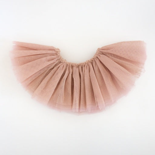 FRILL TUTU CHAMP/GOLD OVER DARK BLUSH TULLE