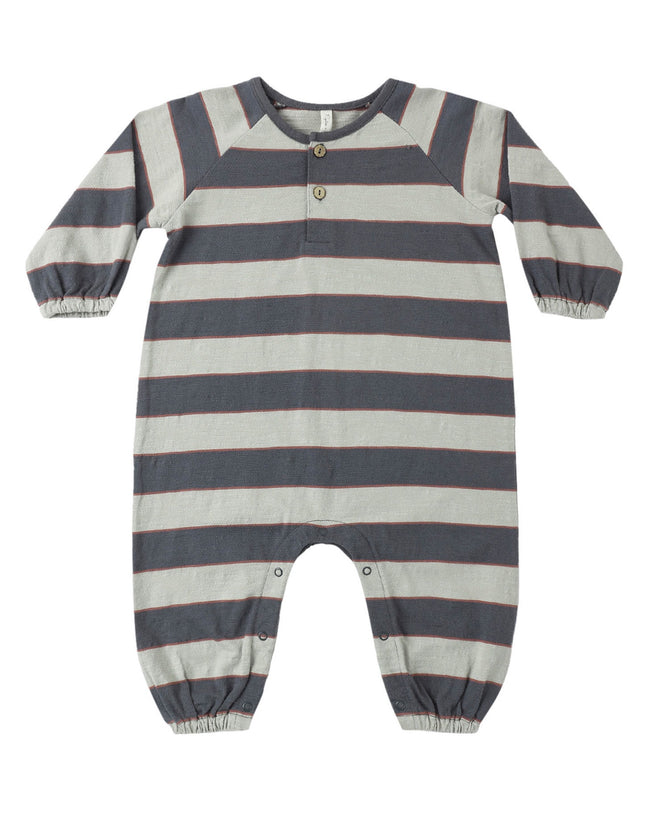 Henley Jumpsuit- Sage Stripe