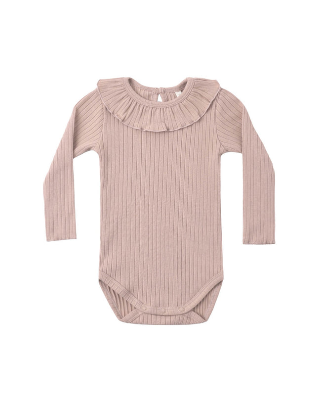 Ruffle Collar Bodysuit- Rosewood