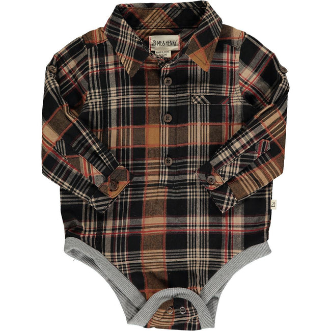 Jasper Woven Onesie - Brown Plaid