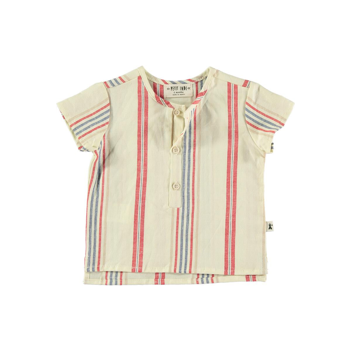Polo Shirt - Striped Red & Blue