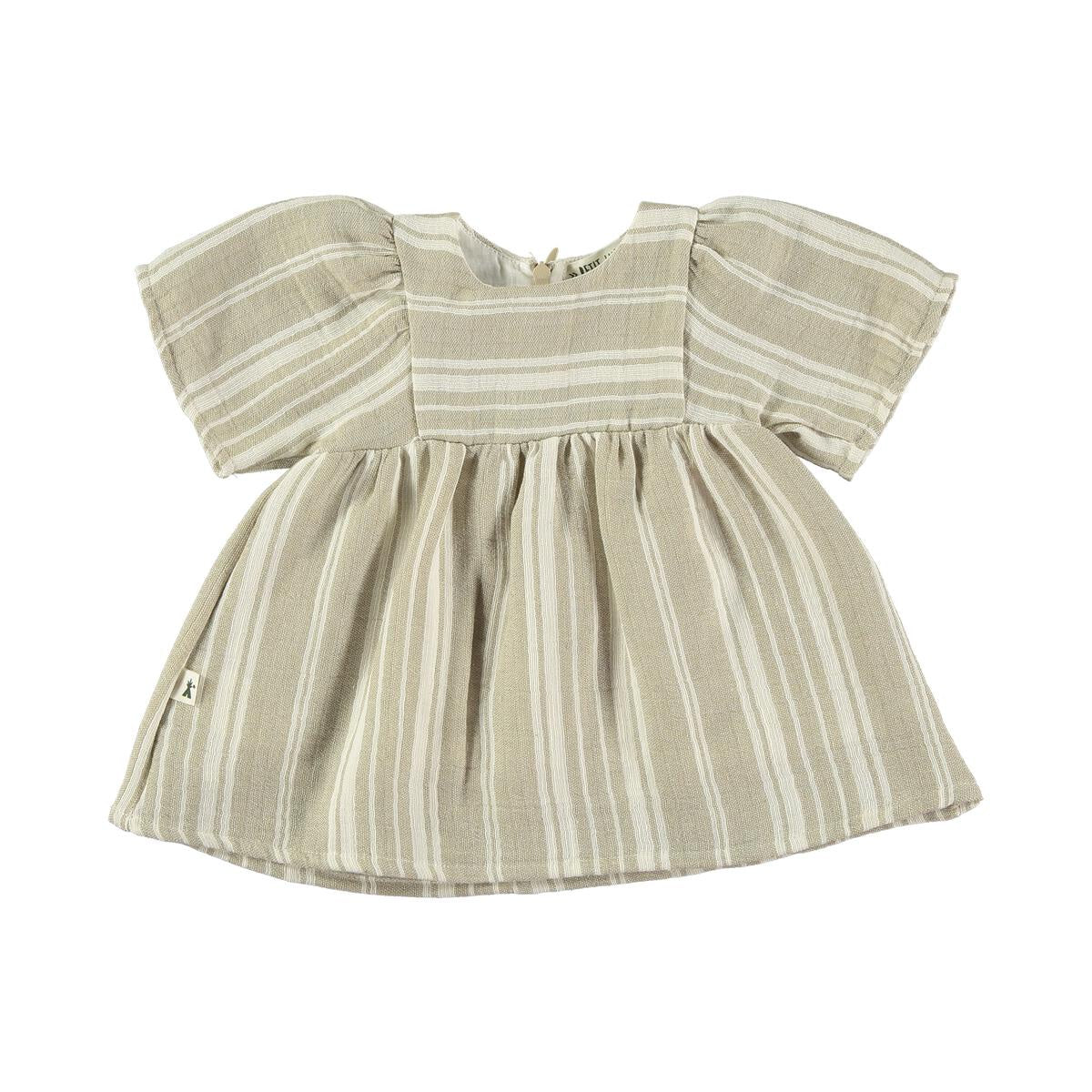 Dress - Striped Tan & White