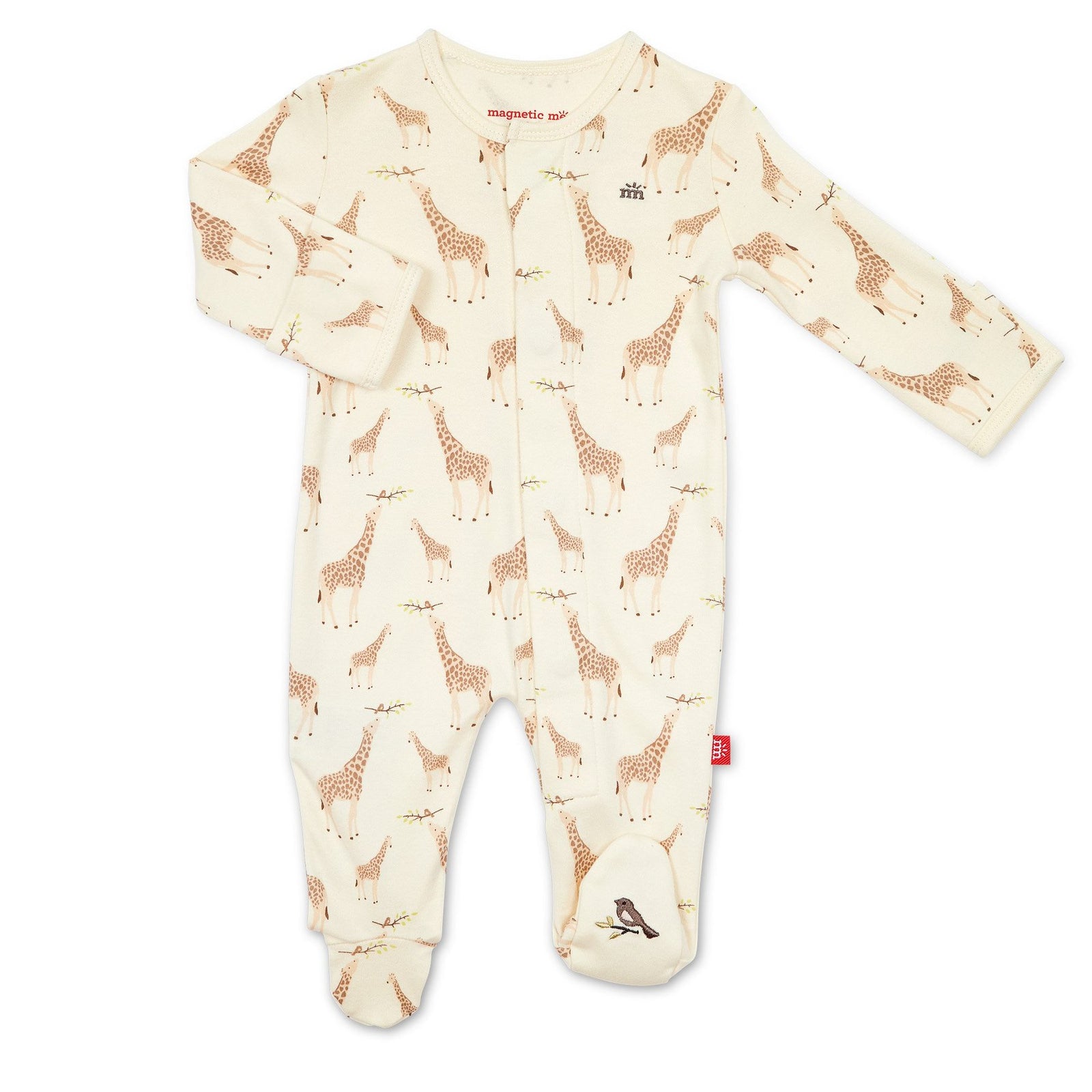 Cream Jolie Giraffe Organic Cotton Magnetic Footie
