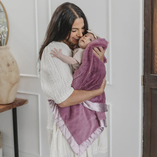 Satin Border Receiving Blanket - Muted Mauve
