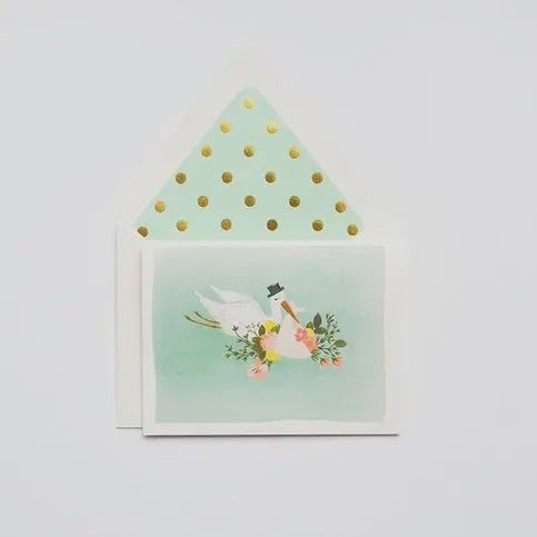 Baby Stork Mint Color Greeting Card