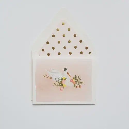 Baby Stork Blush Greeting Card