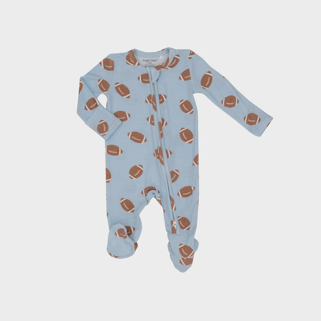 2-Way Zipper Footie - Football Blue