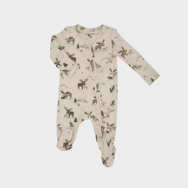 2-Way Zipper Footie - Moose Family