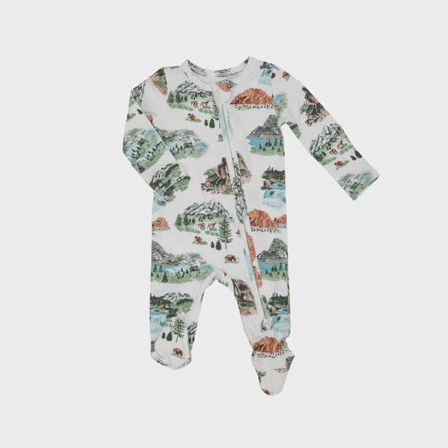 2-Way Zipper Footie - National Parks White