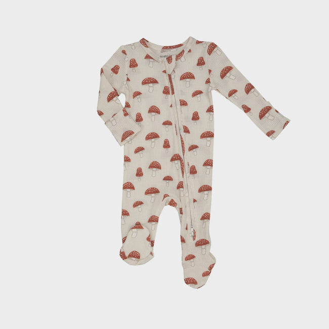 2-Way Zipper Footie - Sketchy Mushrooms