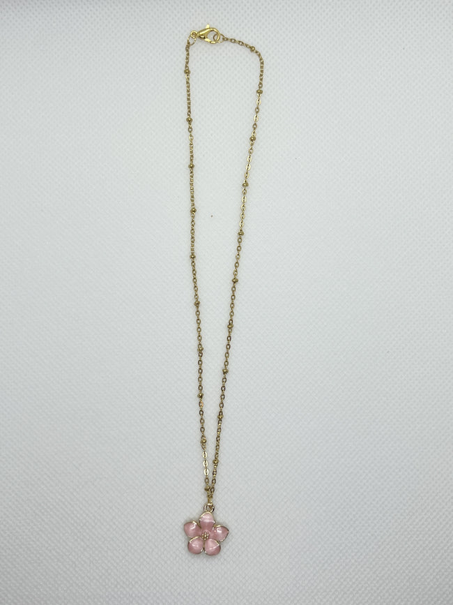 Tropical Flower Necklace - Pink