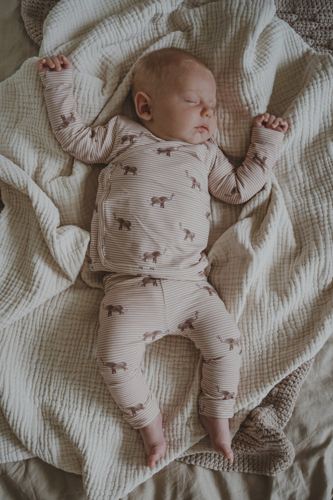 Wrap Top & Pant Set - Elephant Stripe