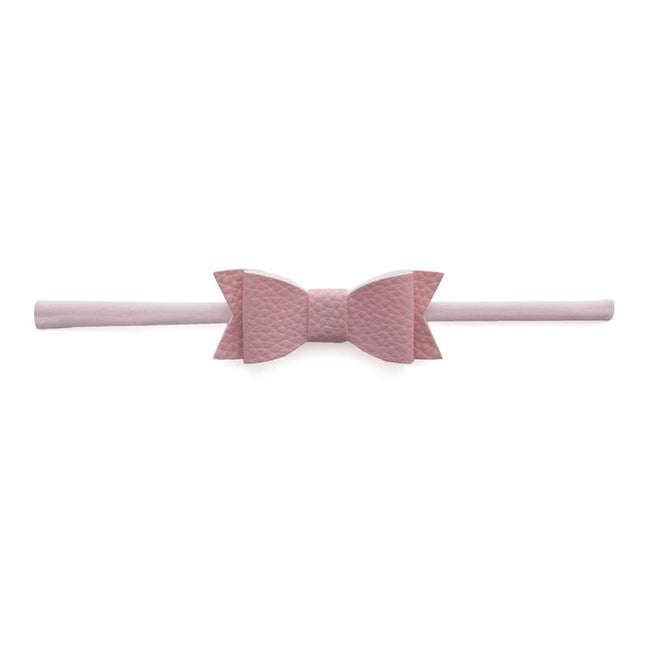 Leather Skinny Bow Headband - Pink