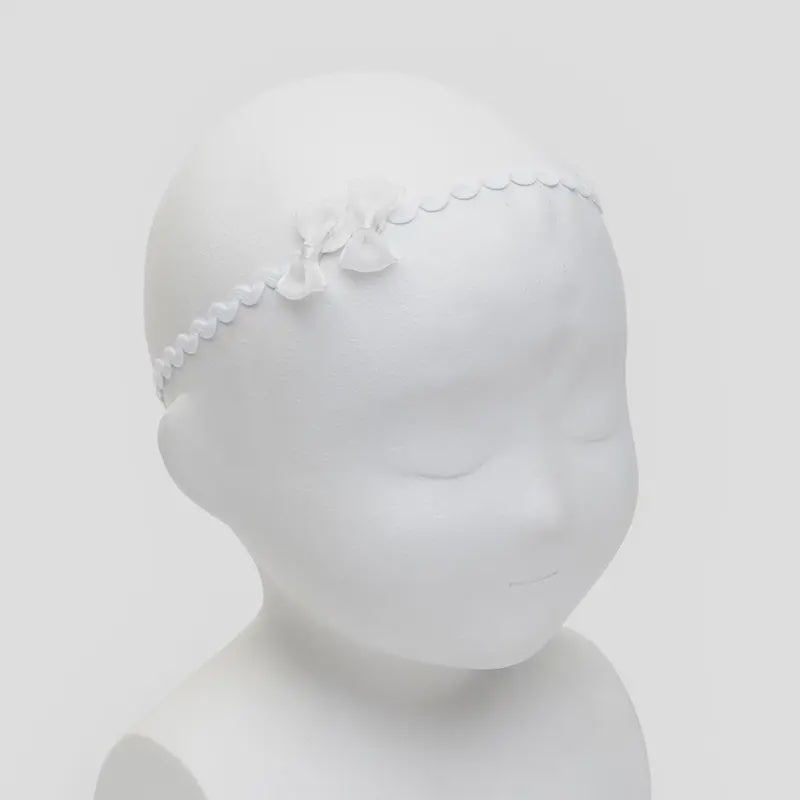 Ric Rac Headband with Little Hair Bows - White