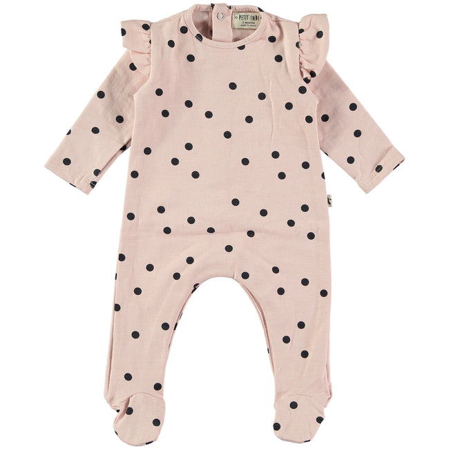 Ruffle Trim Polka Dot Footie