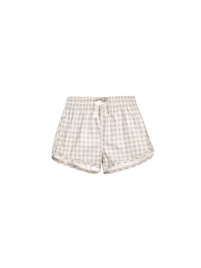 Boys Swim Shorts - Silver Gingham