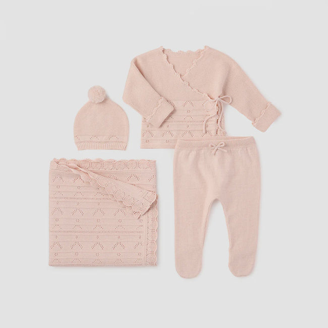 Pink Cashmere Pointelle Layette Set