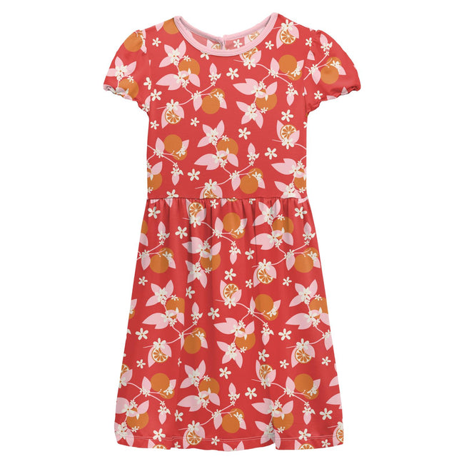 Flutter Sleeve Twirl Dress - Poppy Orange Blossom