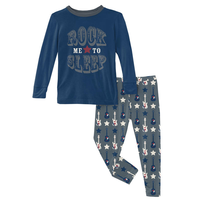 Long Sleeve Graphic Pajama Set - Slate Guitars & Stars