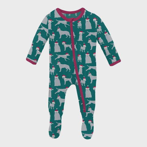 Print Footie with 2 Way Zipper - Classic Holiday Plaid