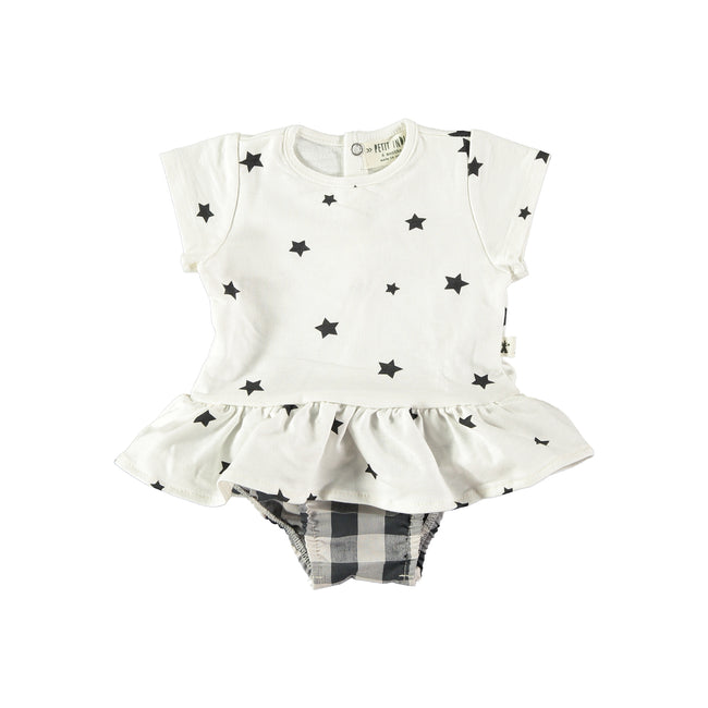 Stars/Check Romper Dress