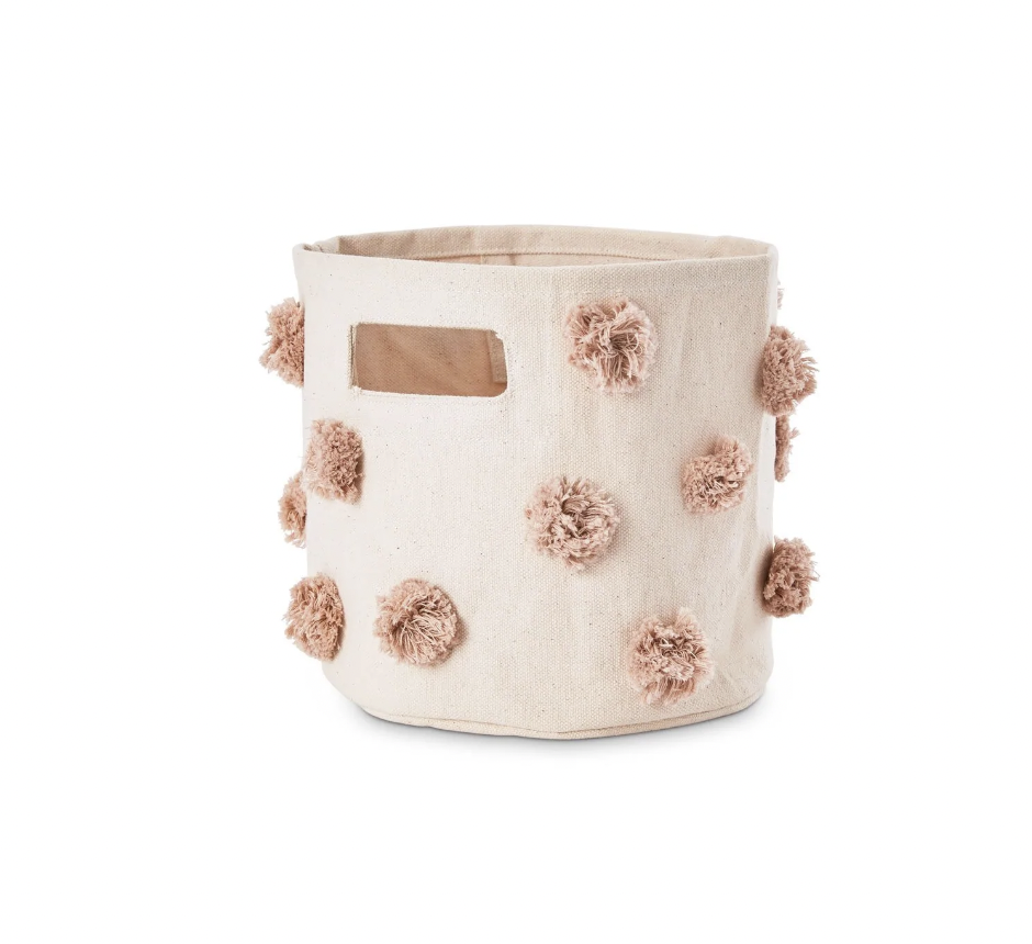 Rose Pink Pom Pom Basket - Mini