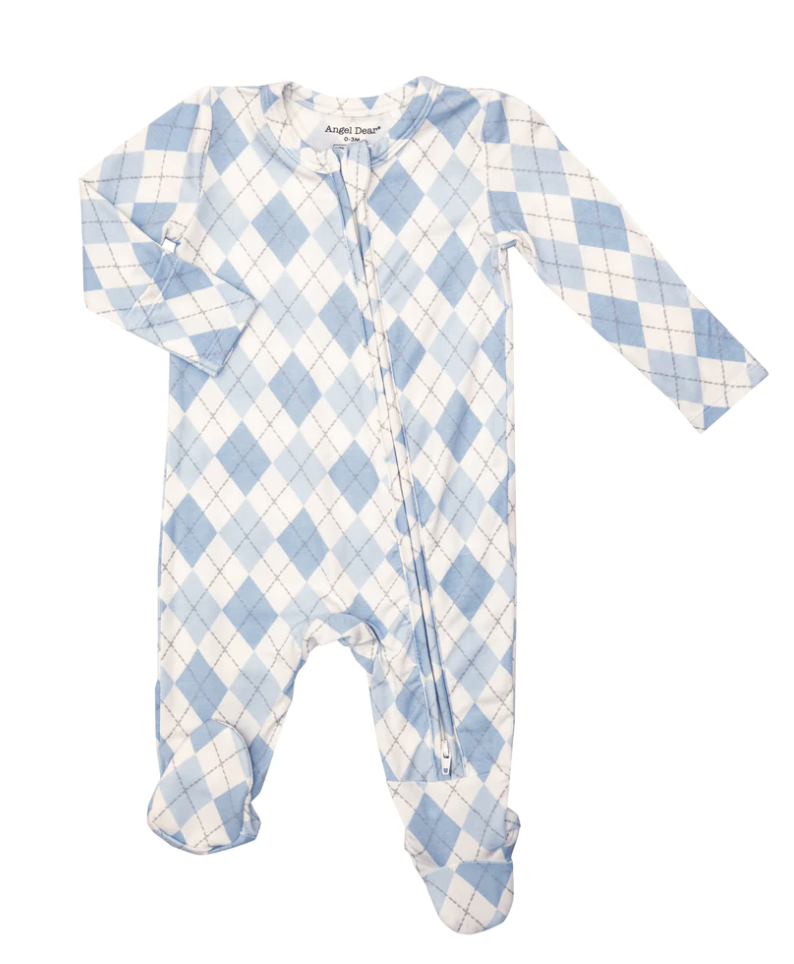 2-Way Zipper Footie - Argyle Blue