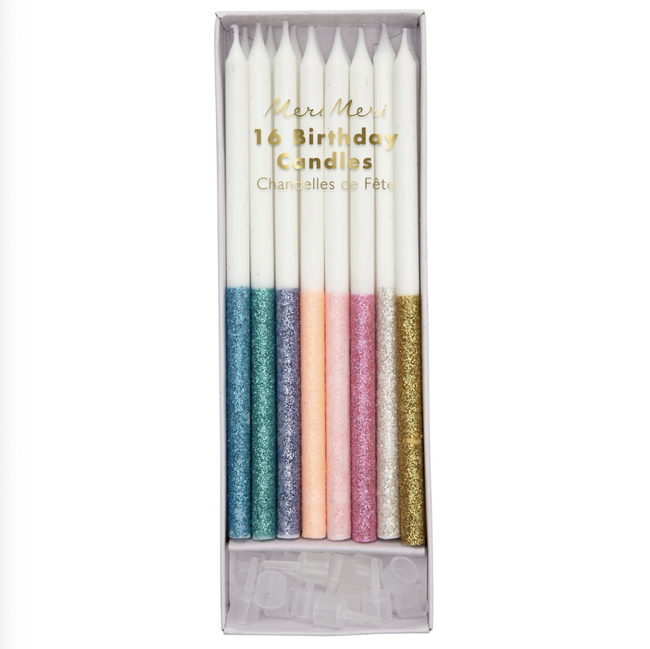 Multicolor Dipped Glitter Candles