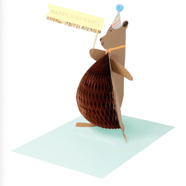 Honey Bear Stand-Up Birthday Card