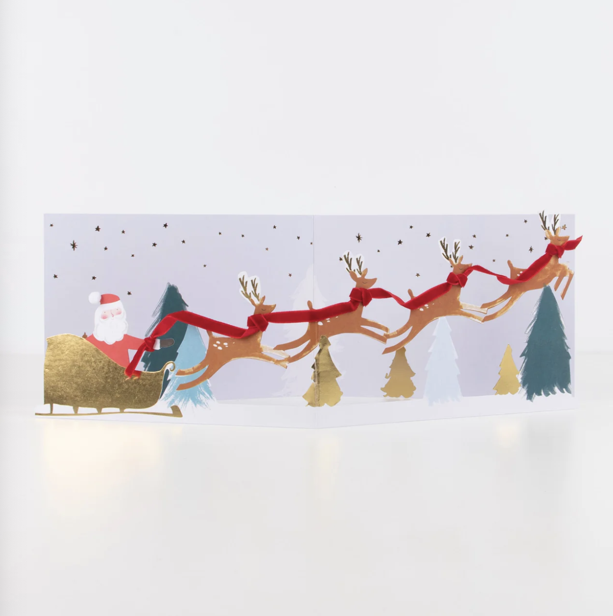 Santa's Sleigh 3D Scene Christmas Card