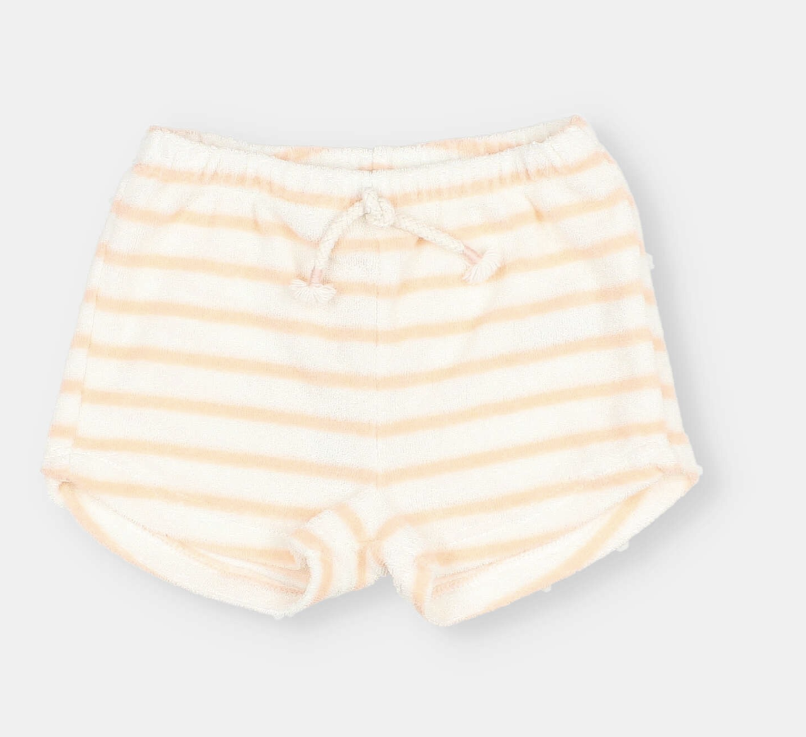 Terry Stripes Shorts - Light Pink