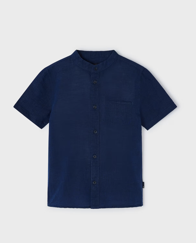 Mandarin Collar Shirt - Navy