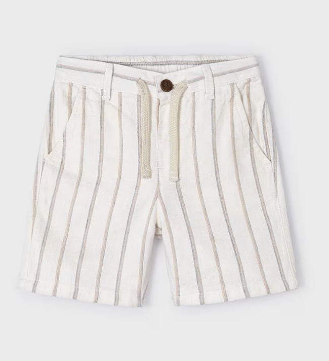 Striped Linen Shorts - White